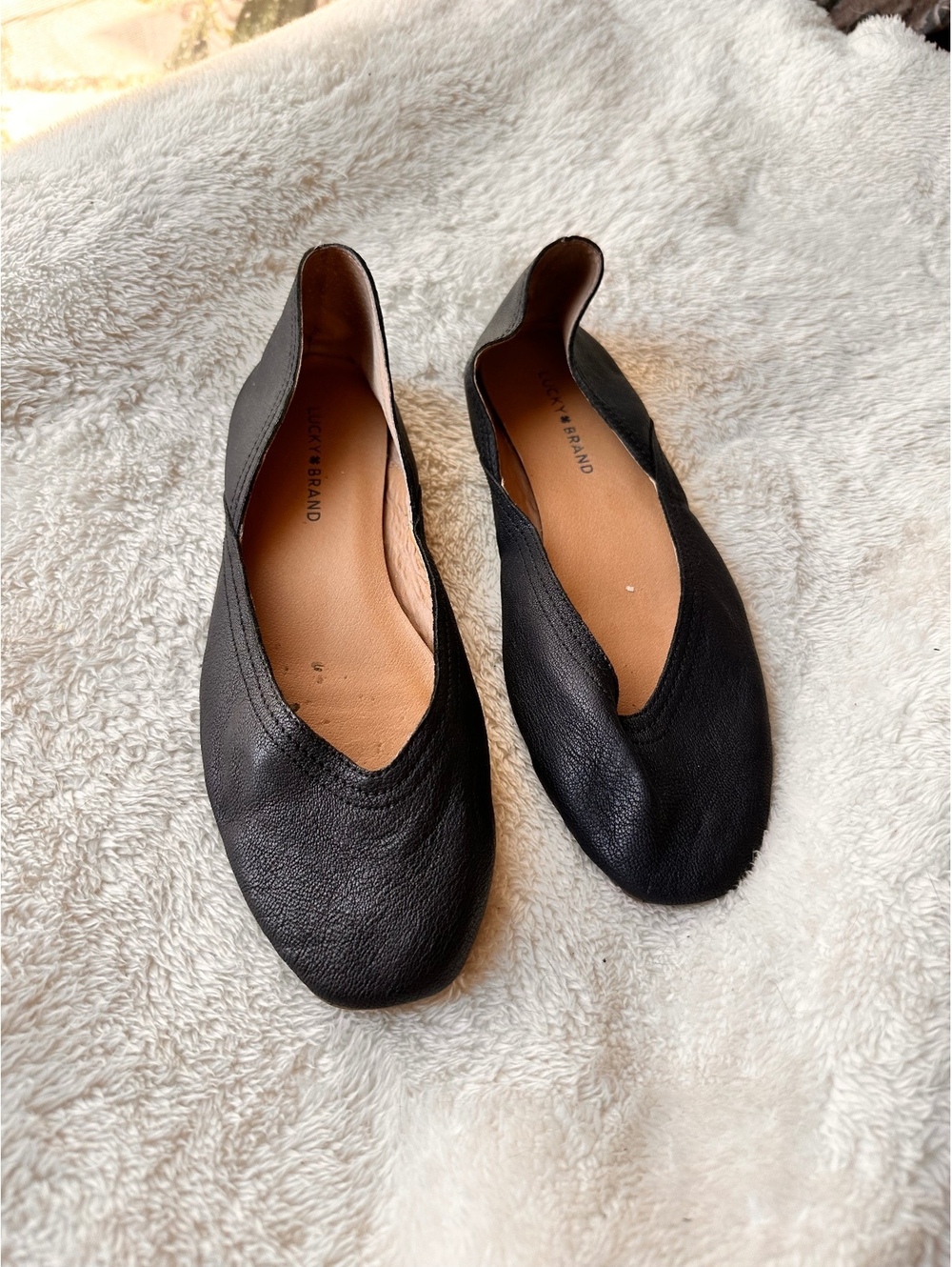 Lucky Brand black leather flats- Size 9.5